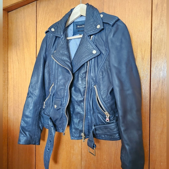 Massimo Dutti Leather Biker Style Jacket. Size S - Picture 3 of 11
